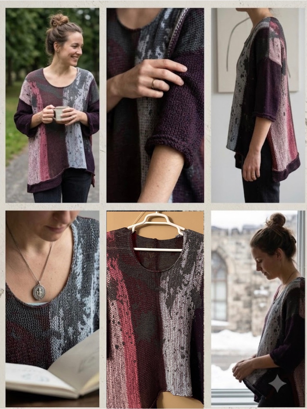 Artisan Handknit Asymmetrical Sweater - Unique Abstract Design